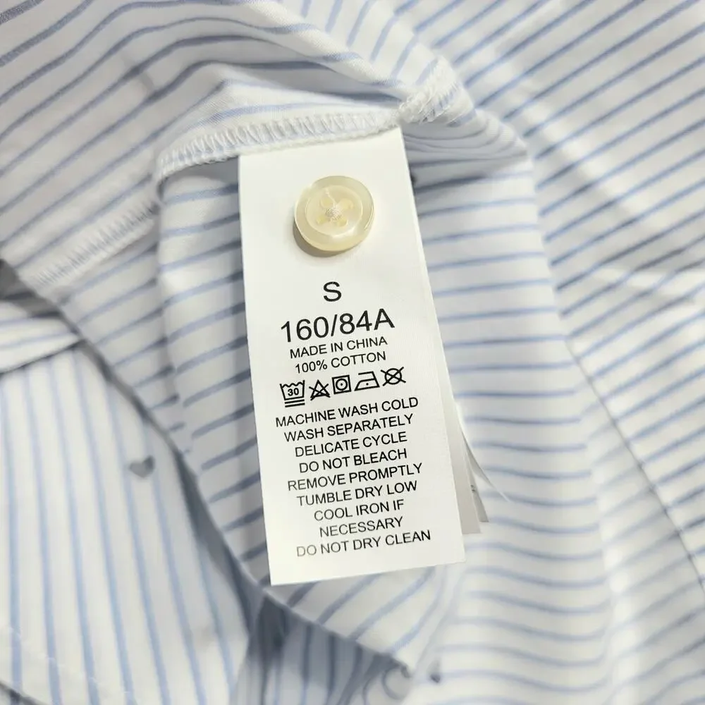 Kate‎ Spade Striped Button Down Mini Shirt Dress Hearts Blue White Cotton Small